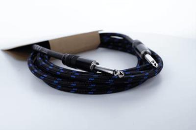 Cordial 14769 Jackplug Instrumenten Aansluitkabel [1x Jackplug male 6,3 mm (mono) - 1x Jackplug male 6,3 mm (mono)] 3 m Zwart, Blauw Textielmantel