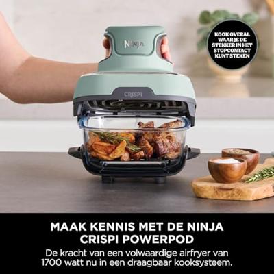 NINJA Draagbare olievrije frituurpan - CRISPI - 1,4L en 3,8L bakjes - 4 voorgeprogrammeerde programma's - 1700W - Salie - thumbnail