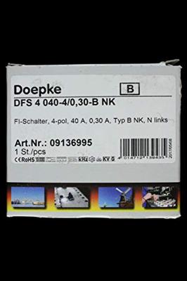 Doepke 09136995 DFS4 040-4/0,30-B NK 4polig 40/0,3A Aardlekschakelaar B 4-polig 40 A 0.3 A 230 V, 400 V Doepke 09136995 DFS4 040-4/0,30-B NK 4polig 40/0,3A Aardlekschakelaar B 4-polig 40 A 0.3 A 230 V, 400 V