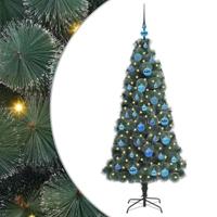 Kunstkerstboom met verlichting en ballenset Groen 150 cm PET - thumbnail