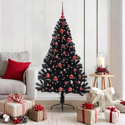 VidaXL Kunstmatig voorverlicht kerstboom met 150 led zwart 150 cm pvc