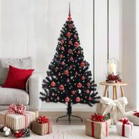 VidaXL Kunstmatig voorverlicht kerstboom met 150 led zwart 150 cm pvc - thumbnail