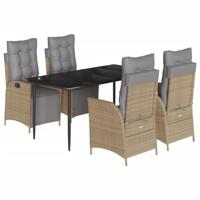 5-delige Tuinset met kussens poly rattan gemengd beige - thumbnail