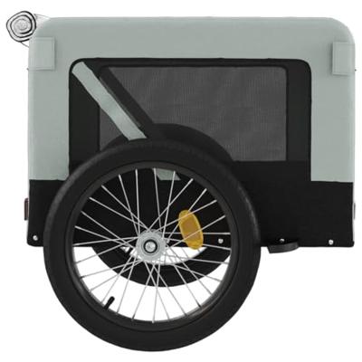 VidaXL Hondenfietstrailer oxfordstof en ijzer grijs en zwart - thumbnail