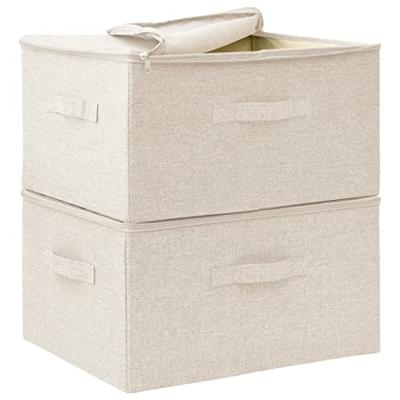 VidaXL Opbergboxen 2 st 43x34x23 cm stof crèmekleurig VidaXL Opbergboxen 2 st 43x34x23 cm stof crèmekleurig