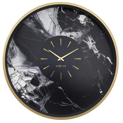 Grote wandklok 48 cm - geruisloos - aluminium - NeXtime 'Marble Duo' Grote wandklok 48 cm - geruisloos - aluminium - NeXtime 'Marble Duo'