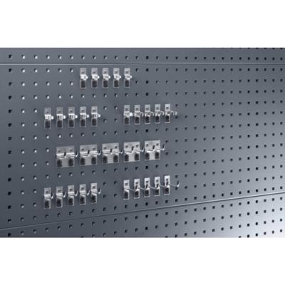 Bott Gereedschaphouder-assortiment | BxH mm | 10 haken/5 dubb.haken/15 gereedsch.klem | 30-delig 10 haken/5 dubbele haken/ | 15 gereedschapsklemmen |