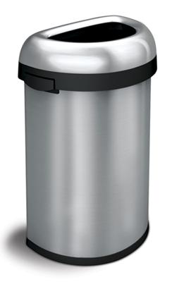 Simplehuman Afvalemmer Bullet Open Half Rond 60 liter (zilver)