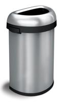 Simplehuman Afvalemmer Bullet Open Half Rond 60 liter (zilver) - thumbnail