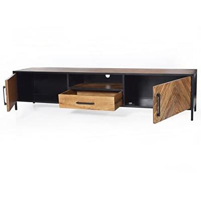 LivingFurn TV-meubel 'Brooklyn' Mangohout en staal, 200cm LivingFurn TV-meubel 'Brooklyn' Mangohout en staal, 200cm