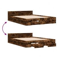 Bedframe met lades bewerkt hout gerookt eikenkleurig 120x200 cm - thumbnail