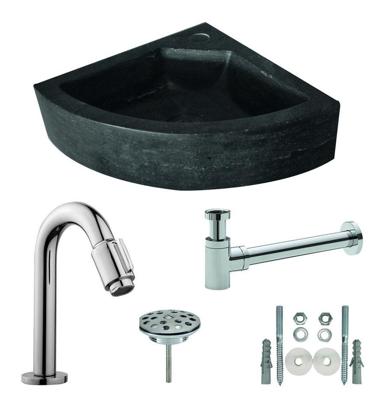 Wiesbaden One Pack Hardstenen hoekfontein 30x30x10 compl. 39.3603 Wiesbaden One Pack Hardstenen hoekfontein 30x30x10 compl. 39.3603