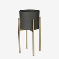 Mica Decorations bloempot Era rond 32.5x31cm donkergrijs mat - thumbnail