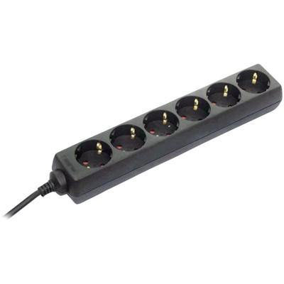 Schwabe Stekkerdoos zwart 6 x randaarde 1,4m kabel