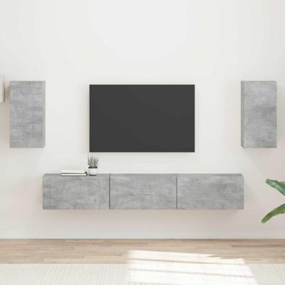 Tv-meubelset Wandgemonteerd 3 pcs Beton Grijs Bewerkt hout