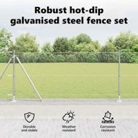 VidaXL Afrasteringspaal zilver 10 x 1 m (25 mm gaas) staal - thumbnail