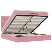 Ottoman bed met matrassen 100x200cm fluweel roze - thumbnail