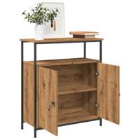 Dressoir 70x30x80 cm bewerkt hout artisanaal eikenkleur - thumbnail
