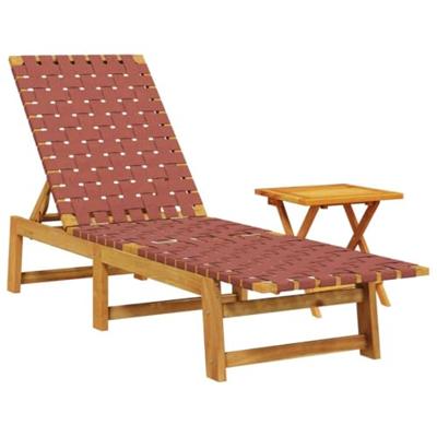 Ligbed met tafel massief acaciahout en stof rood