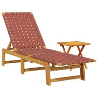 Ligbed met tafel massief acaciahout en stof rood - thumbnail