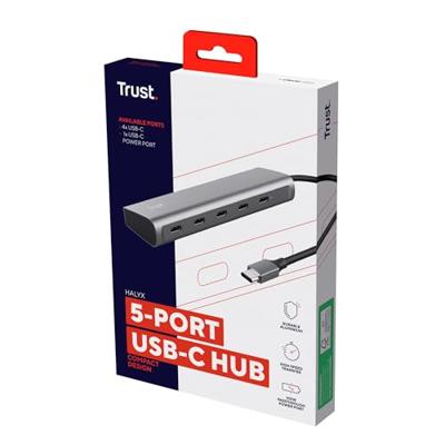 Trust HALYX 5 PORT USB-C HUB USB Hub Zilver