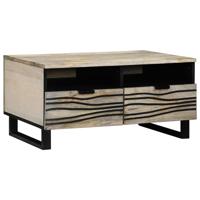 Salontafel Wit, Zwart 80 x 54 x 40 cm massief mangohout - thumbnail