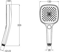 Ben Beam handdouche vierkant 12cm met 3 straalsoorten RVS-look - thumbnail