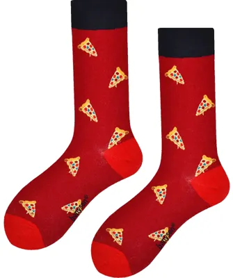 Benyson Sokken Pizza - Organisch katoen 1- Paar - Vrolijke katoenen sokken met leuke en grappige print - - Vrolijke katoenen sokken met leuke en grappige print - Dames - Heren