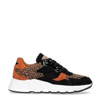 Manfield leren dad sneakers zwart/bruin - thumbnail