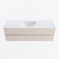 MONDIAZ VICA 150cm badmeubel onderkast Linen 2 lades. Wastafel CLOUD midden zonder kraangat, kleur Talc. - thumbnail