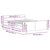 Bedframe met hoofd- en voeteneinde gerookt eiken 120x200 cm - thumbnail