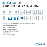 GSR 00708090 Schroefdraadsnijderset 56-delig HSS-G Metrisch M3 - M18, M20 - thumbnail