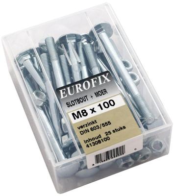 Eurofix slotbout verzinkt M8x100 25ST Eurofix - Eurofix Eurofix slotbout verzinkt M8x100 25ST Eurofix - Eurofix