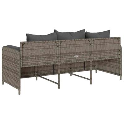 Tuinbank 3-zits met kussens poly rattan grijs Tuinbank 3-zits met kussens poly rattan grijs