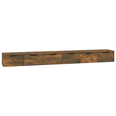 Wandkasten 2 st 102x30x20 bewerkt hout gerookt eikenkleurig
