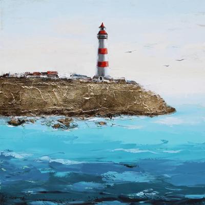 Schilderij - Handgeschilderd - Vuurtoren 3 100x100cm