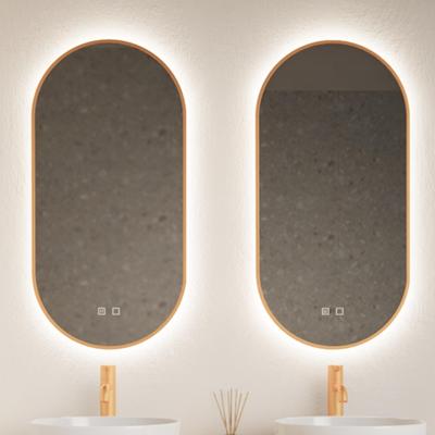 Spiegel Gliss Design Aura 50x100cm Koper Ovaal Met LED Verlichting & Geintegreerde Spiegelverwarming Spiegel Gliss Design Aura 50x100cm Koper Ovaal Met LED Verlichting & Geintegreerde Spiegelverwarming