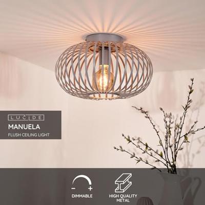 Lucide MANUELA - Plafonnière - Ø 39,5 cm - 1xE27 - Grijs