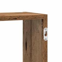 Wandschap kubus 5 vakken bewerkt hout oud houtkleurig - thumbnail