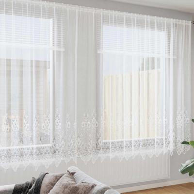 VidaXL Kantgordijn met gordijnen bloemen wit 245 x 1200 cm polyester VidaXL Kantgordijn met gordijnen bloemen wit 245 x 1200 cm polyester