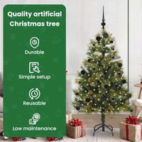 VidaXL Kunstmatige scharnier kerstboom met cones groen 150 cm - thumbnail