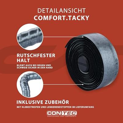 CONTEC stuurlint "comfort.tacky" ct bar tape comfort.tacky asphalt metallic