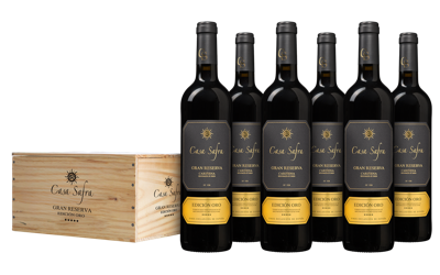 Casa Safra Gran Reserva Edición Oro in wijnkist