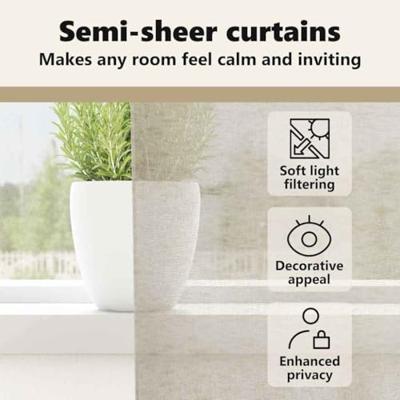 Voile Gordijn met gordijnen 2 pcs Zand 225 x 140 cm Polyester