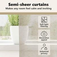 Voile Gordijn met gordijnen 2 pcs Zand 225 x 140 cm Polyester - thumbnail