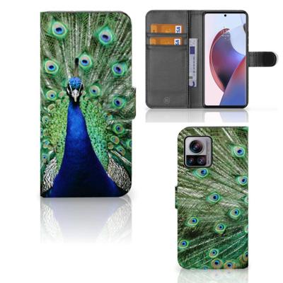 Motorola Edge 30 Ultra | Telefoonhoesje | Met pasjeshouder | Pauw