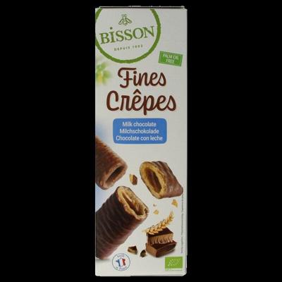 Bisson Krokante wafelrolletjes met melkchocolade bio 90 Gram