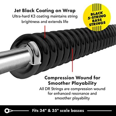DR Strings BKB5-45 Black Beauties 45-125 set 5 snaren voor elektrische basgitaar DR Strings BKB5-45 Black Beauties 45-125 set 5 snaren voor elektrische basgitaar