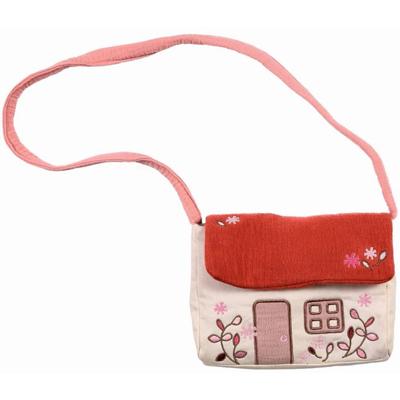 Handtasje van katoen - Geborduurd Huisje