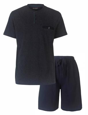 Heren shortama - Knoopsluiting - Zomer pyjama korte mouw - Korte broek